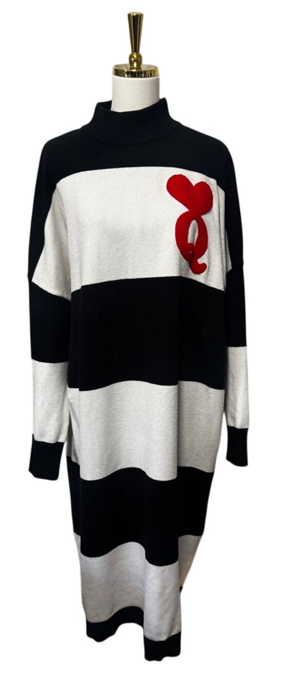 Dressed in Lala "Queen of Hearts" Striped Maxi Sweater Dress, Size L/XL